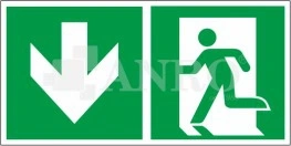 ZNAK KIERUNEK DO WYJŚCIA W DÓŁ - LEWO NAKLEJKA