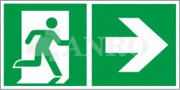 ZNAK KIERUNEK DO WYJŚCIA W PRAWO I PROSTO NAKLEJKA