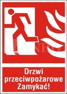 Znak DRZWI PRZECIWPOŻAROWE ZAMYKAĆ! LEWE 29P/F1/PT